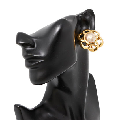 CHANEL Flower motif Earring Gold Gold Plated