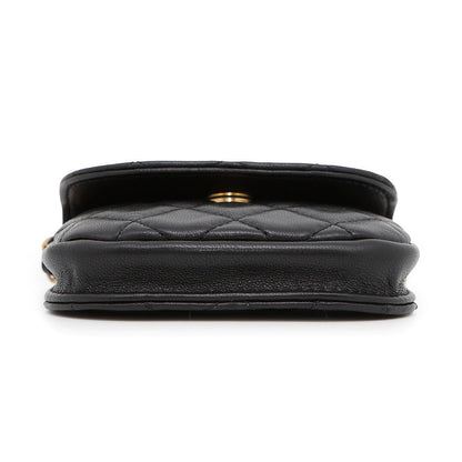 CHANEL Matelasse Ball Chain Mini Pouch Black Lambskin