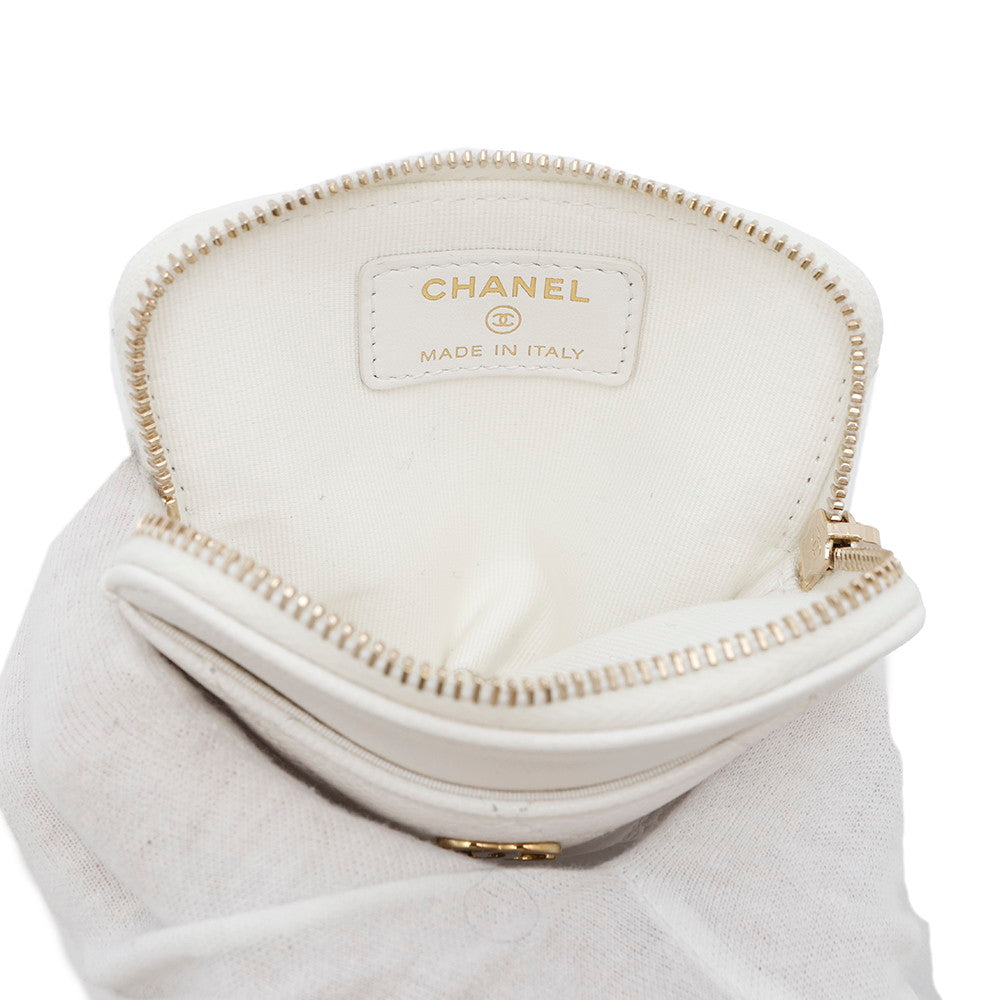 CHANEL Classic Zip Fragment Case WhiteAP2061 Caviar Leather