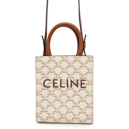 CELINE Triomphe Vertical Cabas White194372BZK.01BC PVC Leather Size Mini