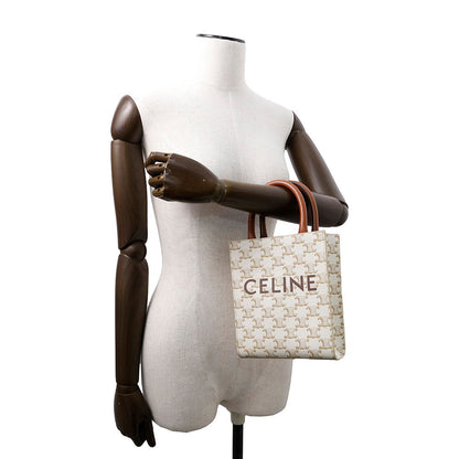 CELINE Triomphe Vertical Cabas White194372BZK.01BC PVC Leather Size Mini