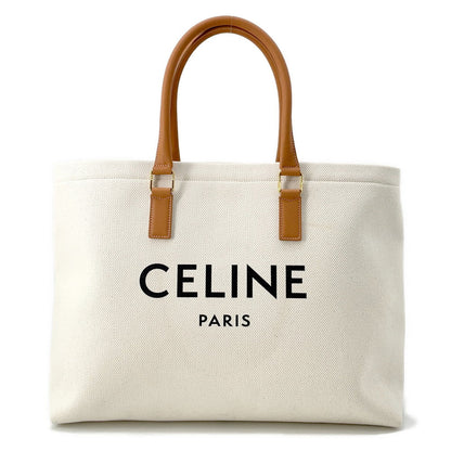 CELINE Horizontal Cabas White/Brown190062 Canvas Leather