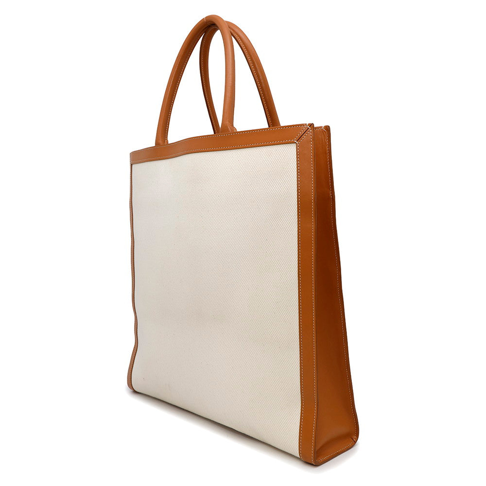 CELINE Vertical Cabas Natural/Tan190402 Canvas Leather