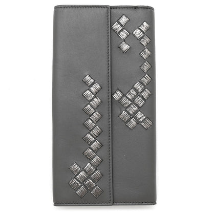 Bottega Veneta INTRECCIATO Bifold Wallet Long Wallet Gray Leather