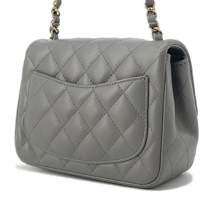 CHANEL Mini Matelasse ChainShoulder Bag GrayA35200 Lambskin Size 18