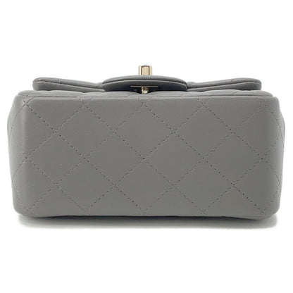 CHANEL Mini Matelasse ChainShoulder Bag GrayA35200 Lambskin Size 18