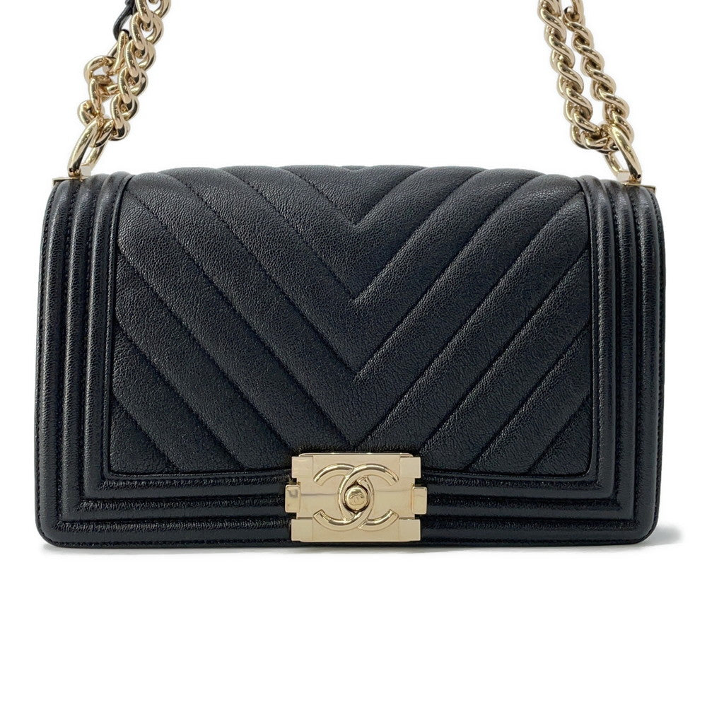 CHANEL Boy Chanel ChainShoulder Bag BlackA67086 Soft Caviar Leather Size 25