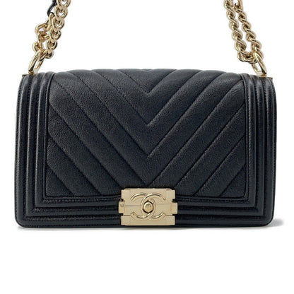 CHANEL Boy Chanel ChainShoulder Bag BlackA67086 Soft Caviar Leather Size 25