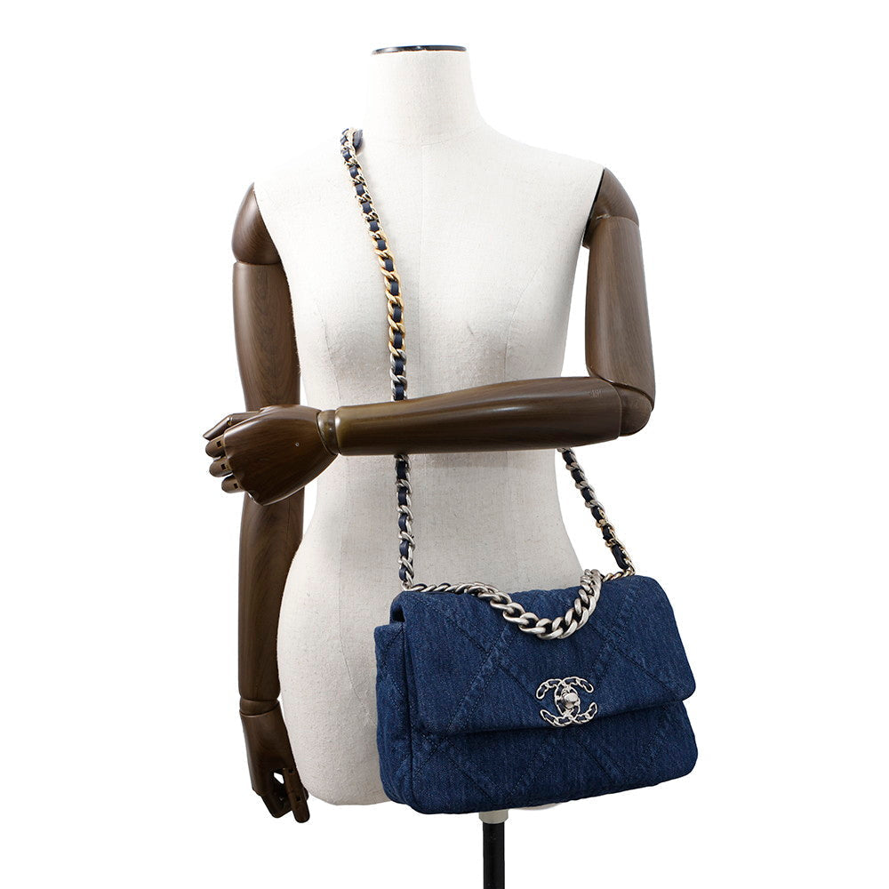 CHANEL CHANEL19 ChainShoulder Bag BlueAS1160 Denim