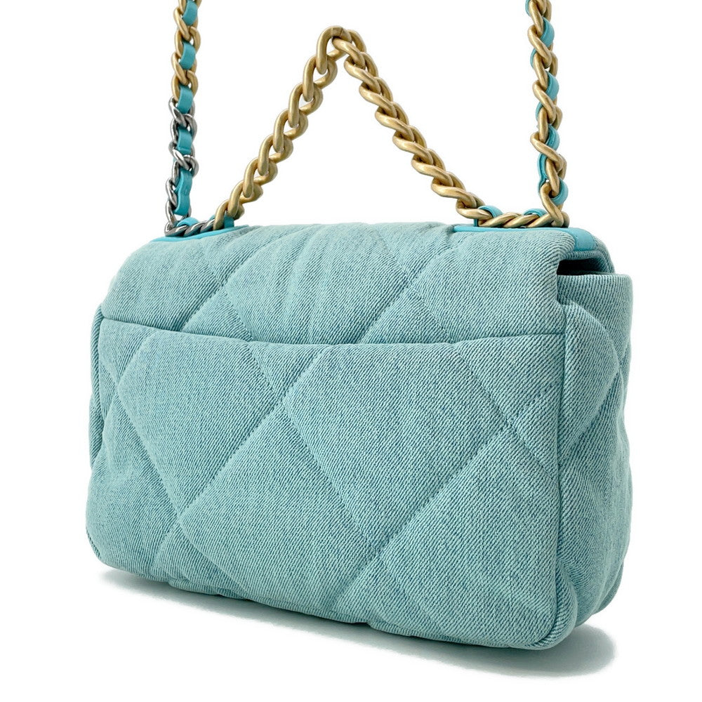 CHANEL CHANEL19 ChainShoulder Bag Turquise BlueAS1160 Denim