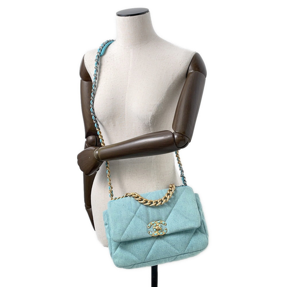 CHANEL CHANEL19 ChainShoulder Bag Turquise BlueAS1160 Denim