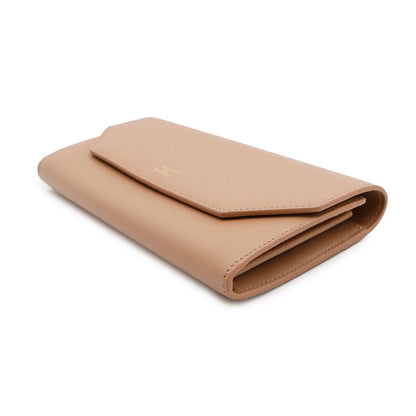 BALENCIAGA ENVELOPE Slim Continental Leather Long Wallet Beige736732 Leather