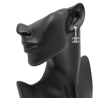 CHANEL CC Logo Heart Earrings SilverABF778 Metal Rhinestone