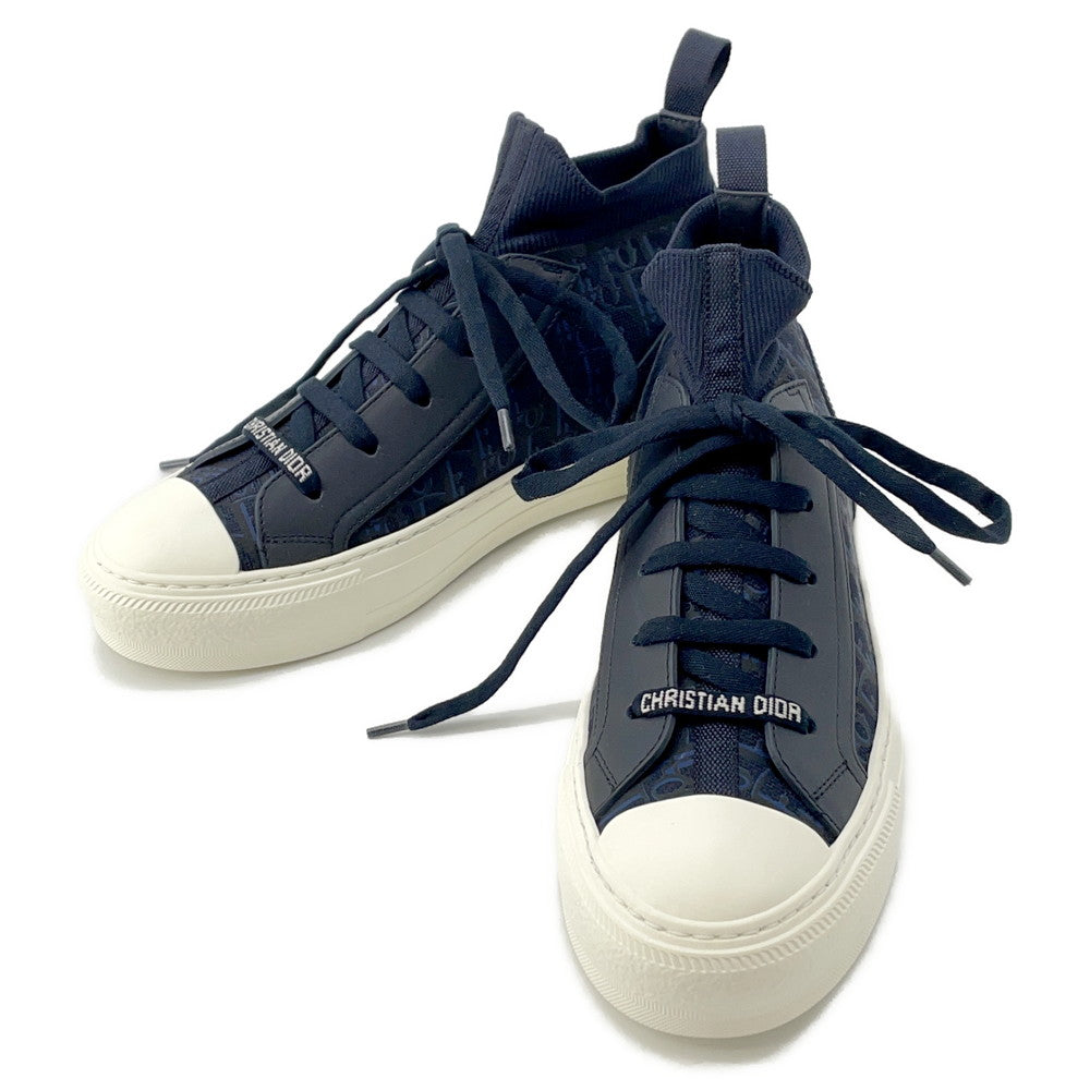 Dior WALK'N'DIOR Technical Knit Socks Sneakers Oblique NavyKCK233OPK75B365 Fabric Leather Size 36 1/2