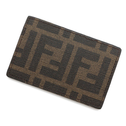 FENDI Zucca Pattern Pass Case Black/Brown7AR911 Leather/PVC Coated Canvas