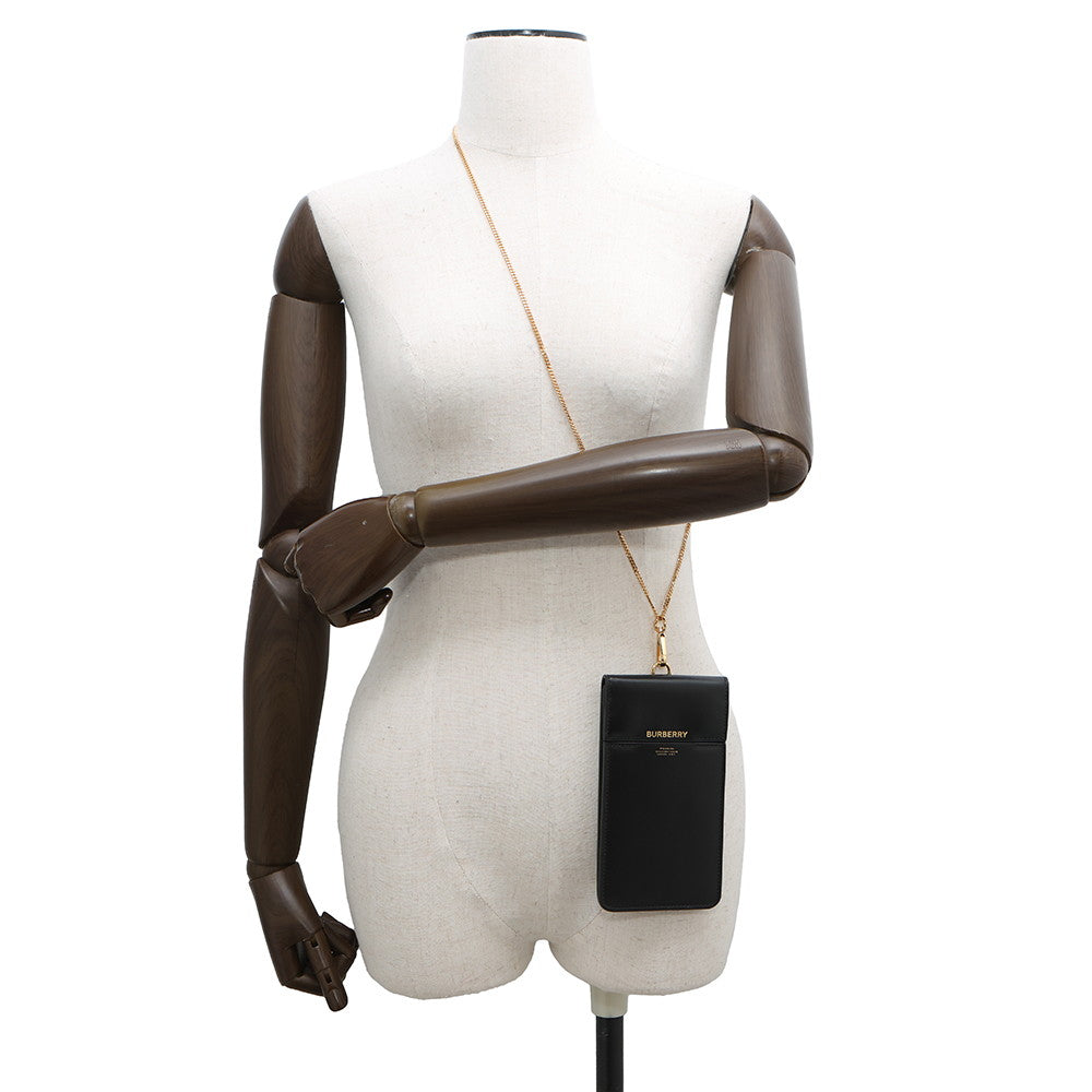 BURBERRY Phone ShoulderPouch Black Leather