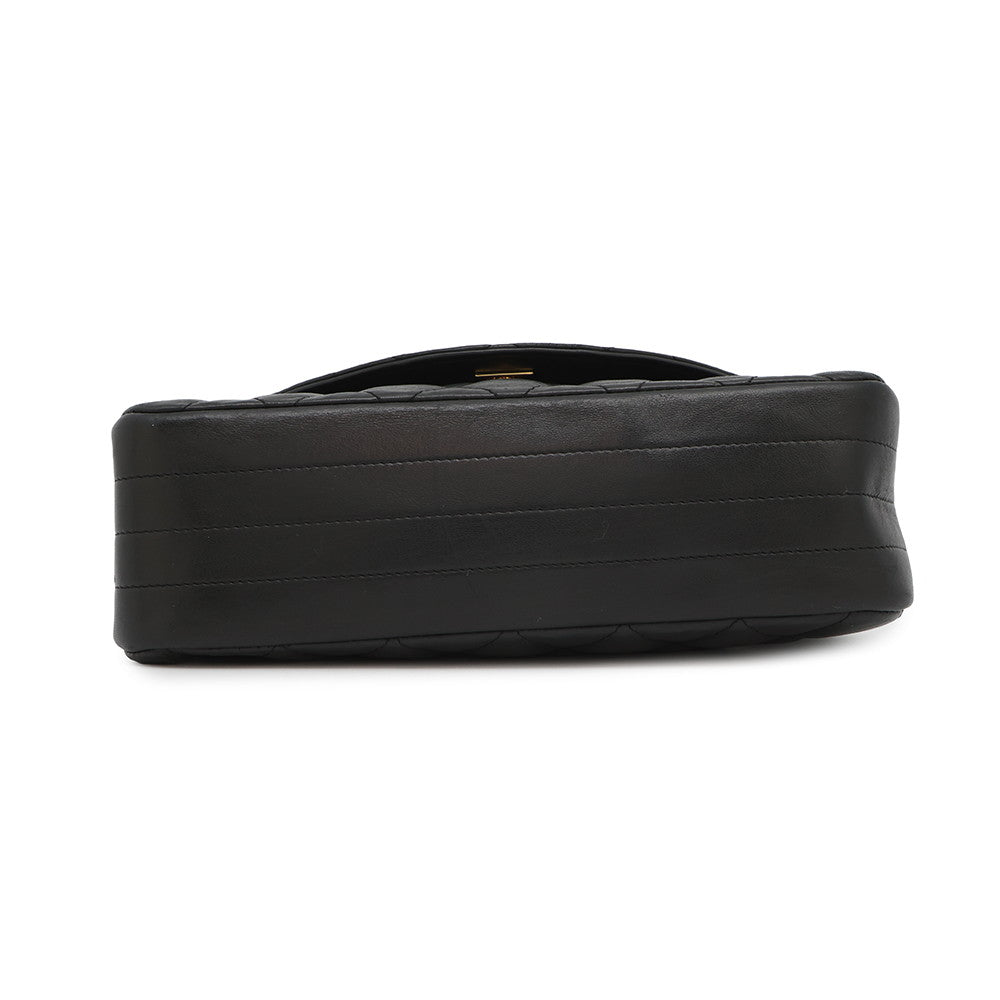 CHANEL Matelasse Half Moon ChainShoulder Black Lambskin