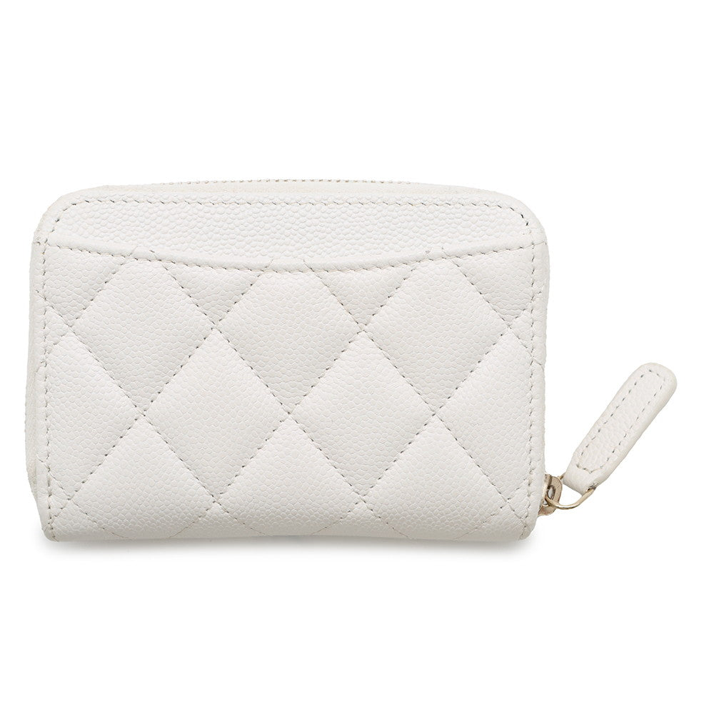 CHANEL Classic zip coin purse WhiteAP0216 Caviar Leather