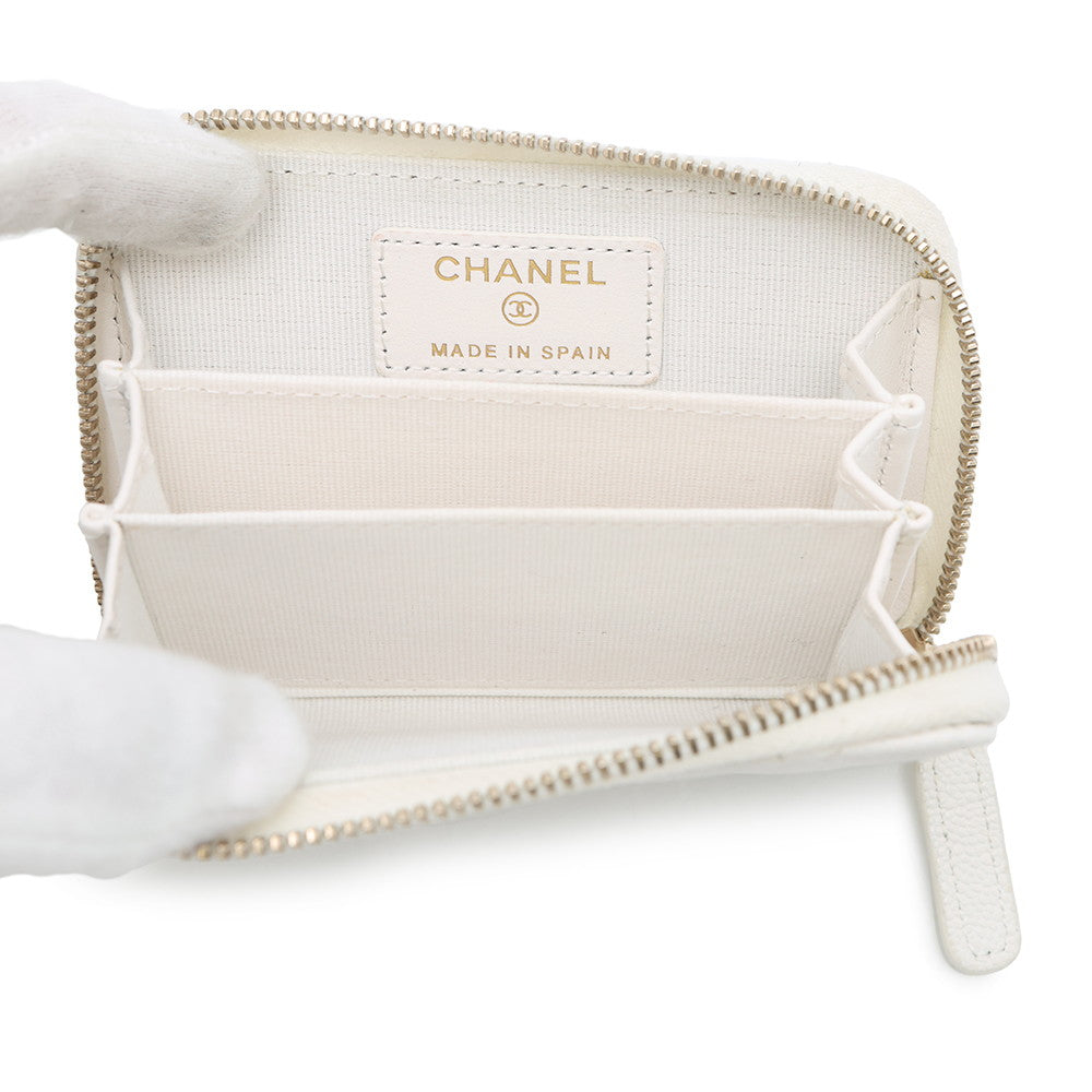 CHANEL Classic zip coin purse WhiteAP0216 Caviar Leather