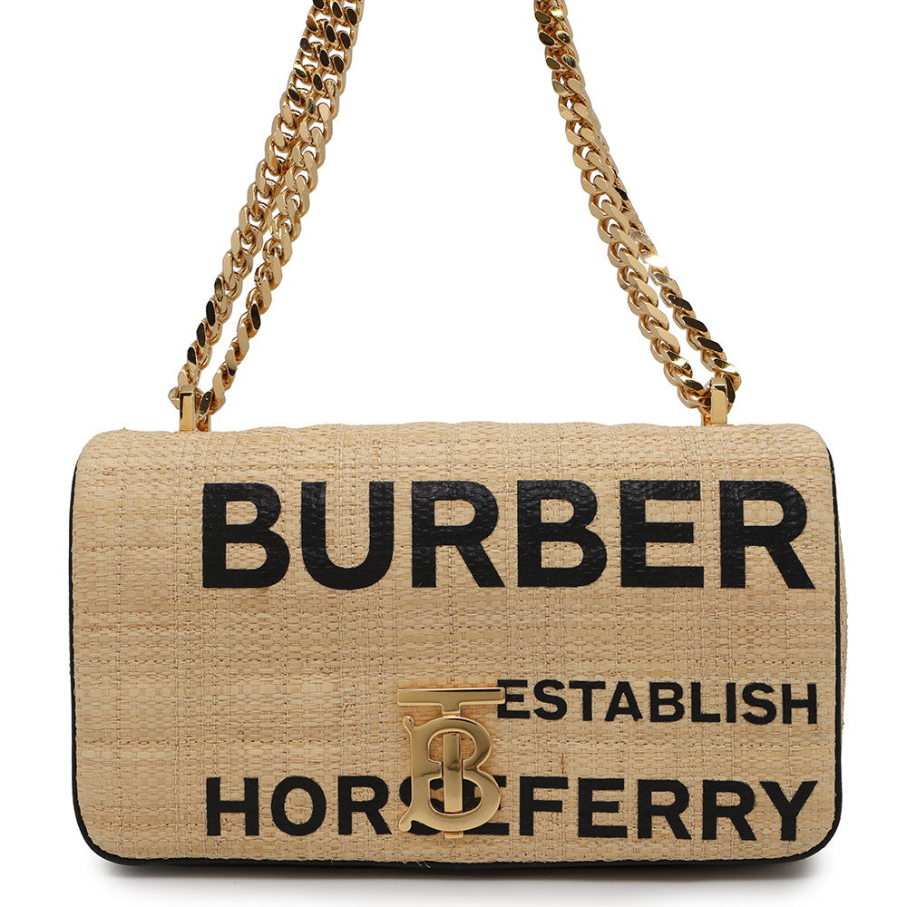 BURBERRY Horseferry Print Small Lola Beige8030229 Raffia Leather