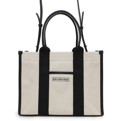 BALENCIAGA Hardware 2WAY Shoulder Bag Natural/Black671402 Canvas Size Small