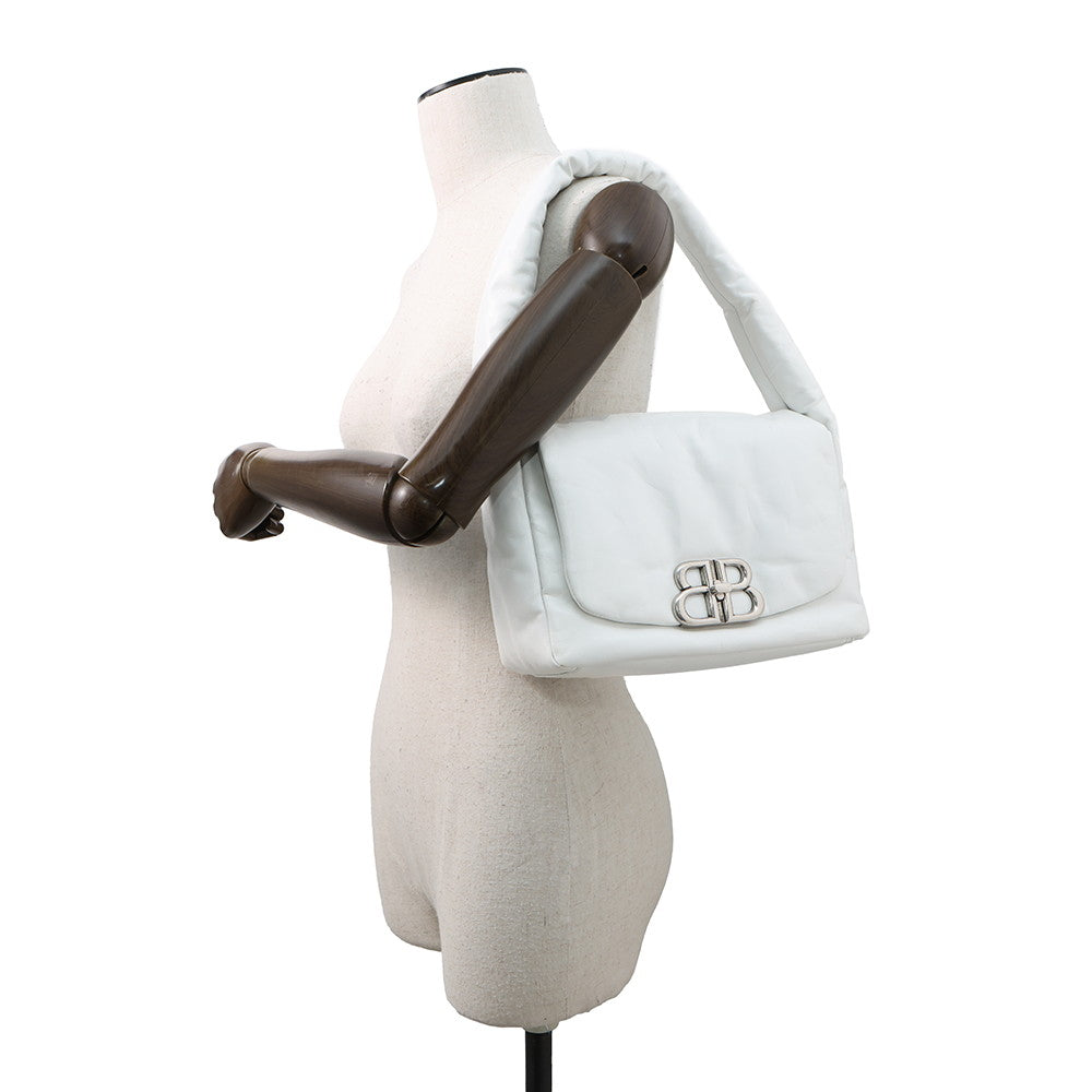 BALENCIAGA Monaco One Belt White787896 Leather