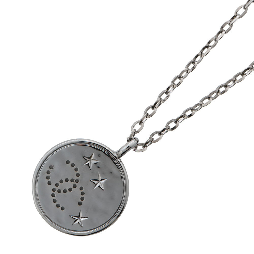 CHANEL CC Logo Star Medal Necklace SilverABE554 Metal strass