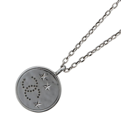 CHANEL CC Logo Star Medal Necklace SilverABE554 Metal strass