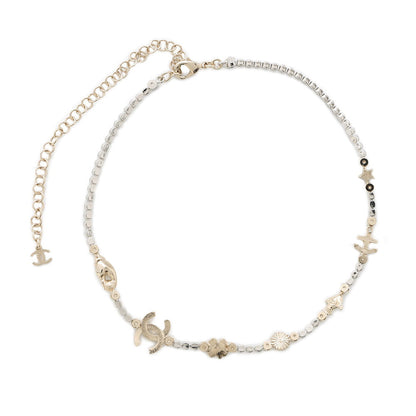 CHANEL CC Logo NecklaceABE912 Gold Plated Rhinestone Faux Pearl
