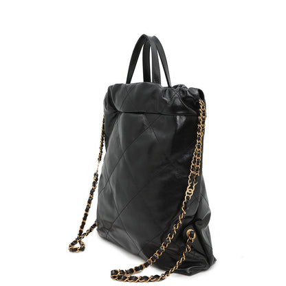CHANEL CHANEL 22 Backpack BlackAS3859 Shiny Calf Leather Size Small