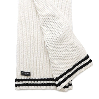 CHANEL Logo Patch Scarf White/BlackAAA409 Cashmere100%