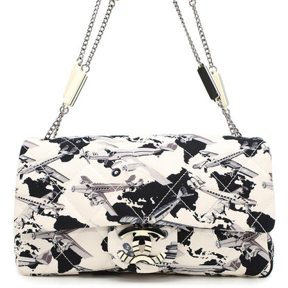 CHANEL Airline ChainShoulder Bag Black/WhiteA31977 Canvas Plastic Size 25