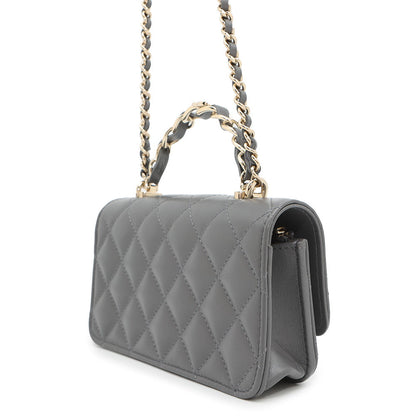 CHANEL Matelasse 2WAY Chain Wallet Gray Lambskin