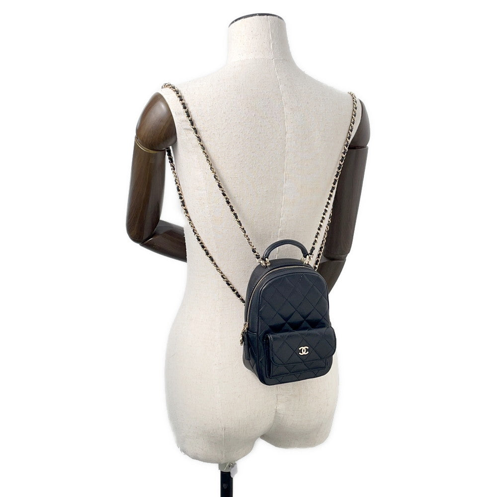 CHANEL Matelasse 2WAY Shoulder  Backpack BlackAP3753 Caviar Leather Size Mini
