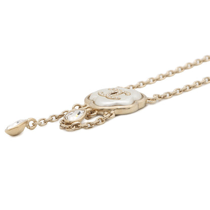 CHANEL CC Logo Cloud Design Necklace Gray/GoldABF889 Metal Faux Pearl  Rhinestone