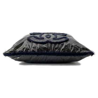 CHANEL CC Logo ChainTote Bag Black Nylon Fur