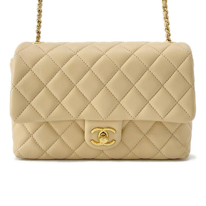 CHANEL Matelasse ChainShoulder Bag Beige Lambskin