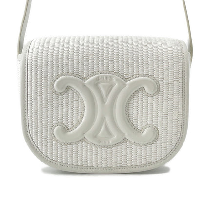 CELINE Triomphe Shoulder Bag White198262EBL.01WW Raffia Leather