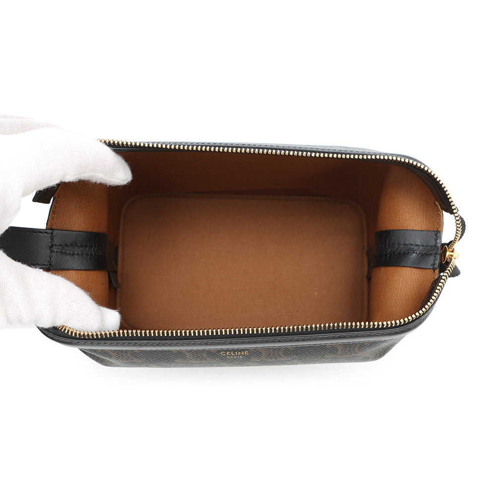 CELINE Triomphe Toilet Pouch Black10D502BTB 38NO PVC