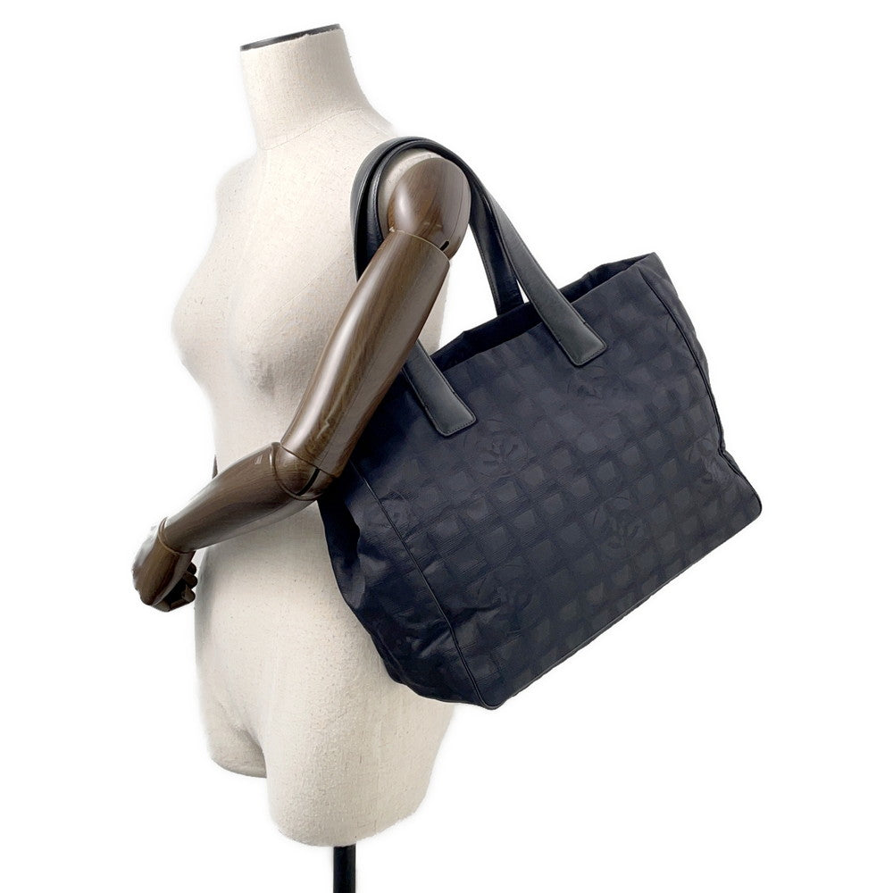 CHANEL New Travel Line Tote BlackA15991 NylonJacquard Leather Size MM