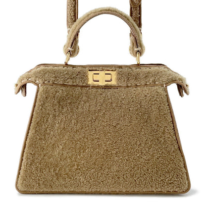 FENDI Peekaboo Icy You Brown8BN327 Mouton Size Small