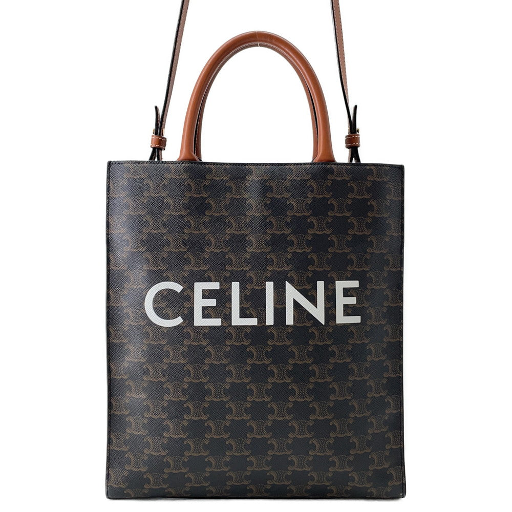 CELINE Vertical Cabas Tan191542 TriompheCanvas Leather Size Small