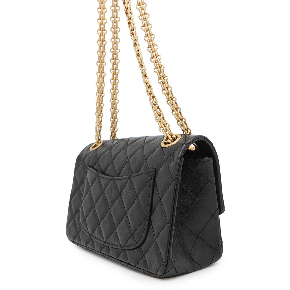 CHANEL 2.55 Chain Shoulder Bag BlackAS0874 Aged Calf Leather Size Mini