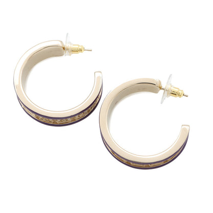 CHANEL CC Logo Hoop Earrings Purple Metal Enamel