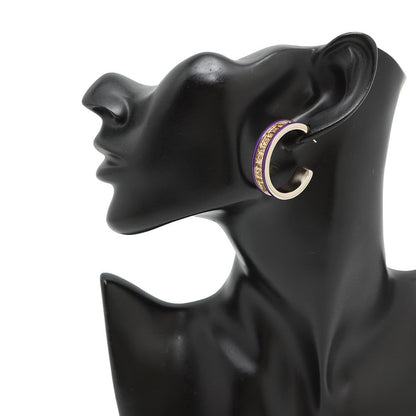 CHANEL CC Logo Hoop Earrings Purple Metal Enamel