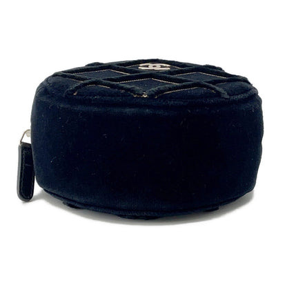 CHANEL Matelasse ChainShoulder Bag Black Velour Faux Pearl