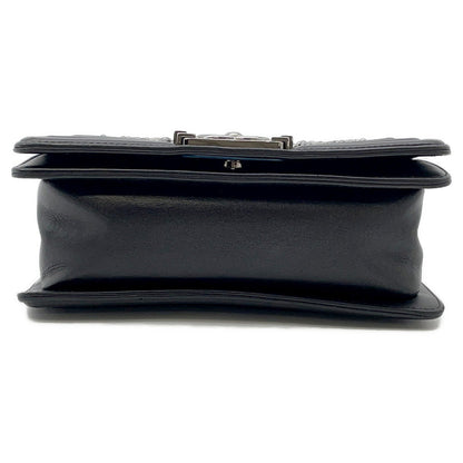CHANEL Boy Chanel ChainShoulder Bag Black/Silver Lambskin Bijoux Size Small