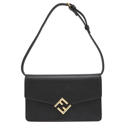 FENDI FFDiamond Shoulder Wallet Black8M0488 Leather