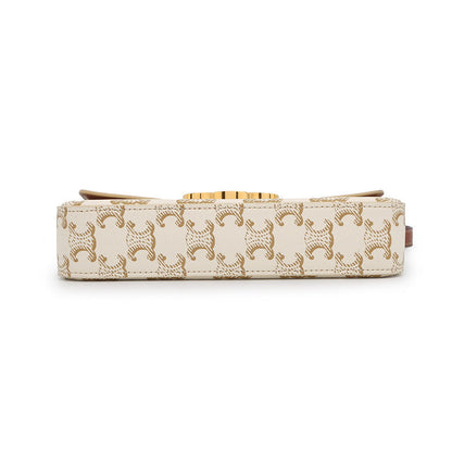 CELINE Claude Triomphe One Shoulder Bag White194142 PVC Calf Leather