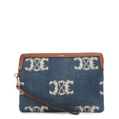 CELINE With StrapSmallPouch Blue/Brown10J502 Denim